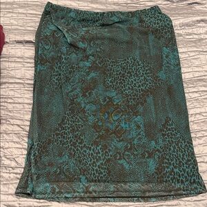 AFRM Teal and Brown Animal Print Pencil Skirt